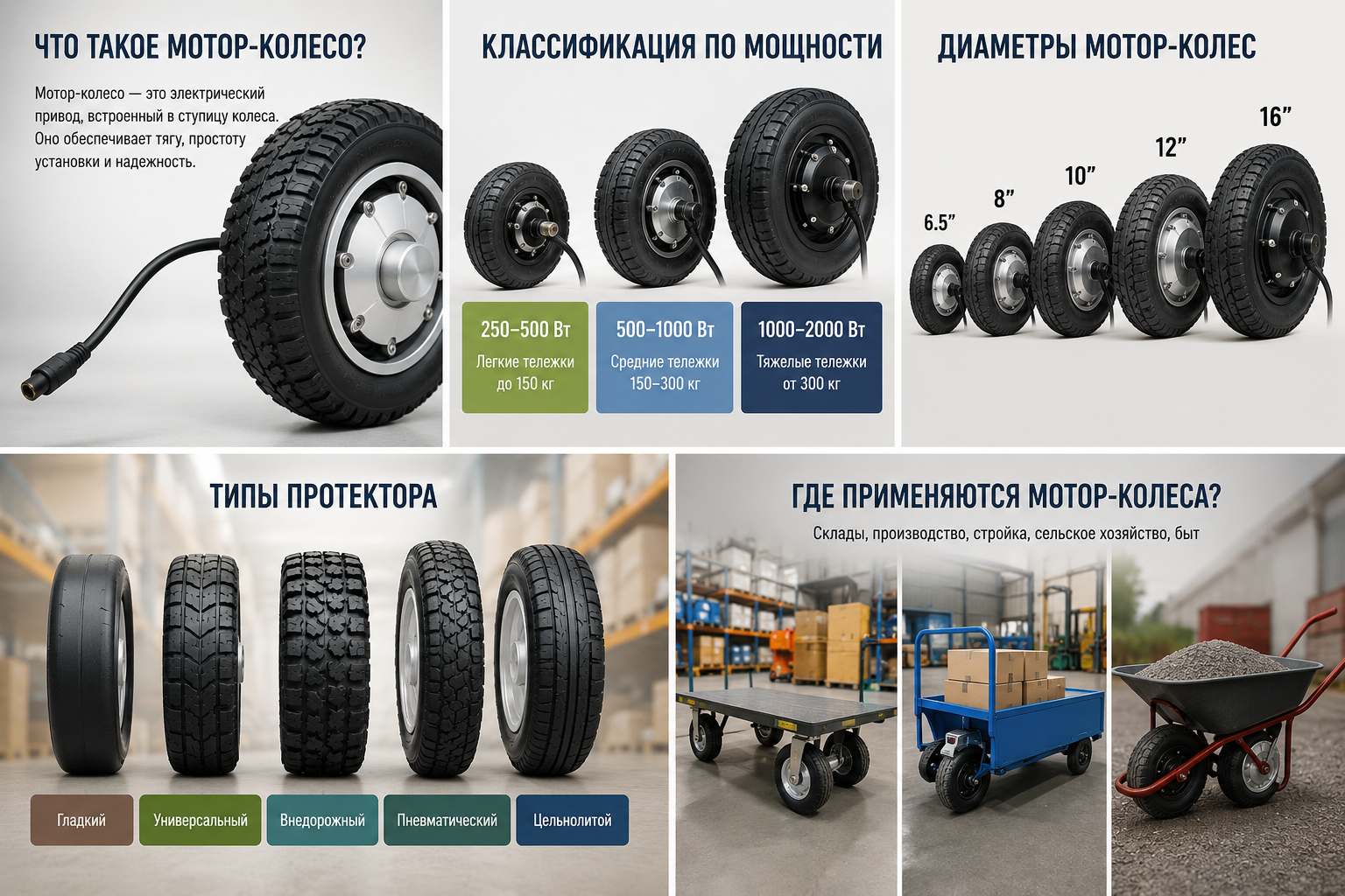 Мотор-колесо для электротачки и тележки в сборе