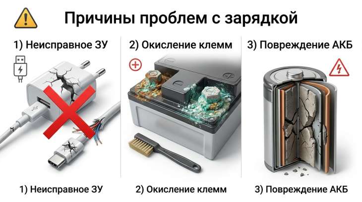 Почему аккумулятор не заряжается: возможные причины и что делать? фото