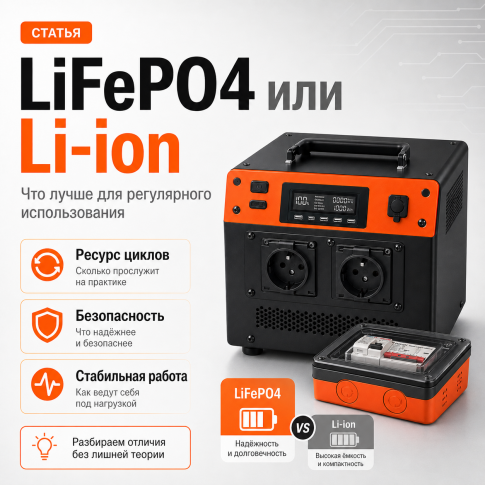 LiFePO4 или Li-ion в портативной электростанции: что лучше для регулярного использования фото