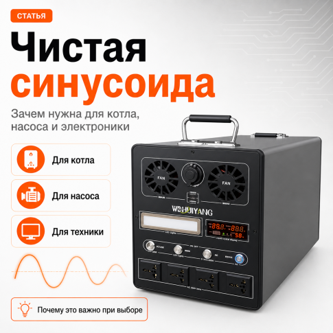 Чистая синусоида в электростанции: зачем нужна для котла, насоса и электроники фото
