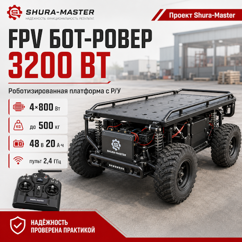 FPV бот-ровер 3200 Вт: радиоуправляемая роботизированная платформа фото