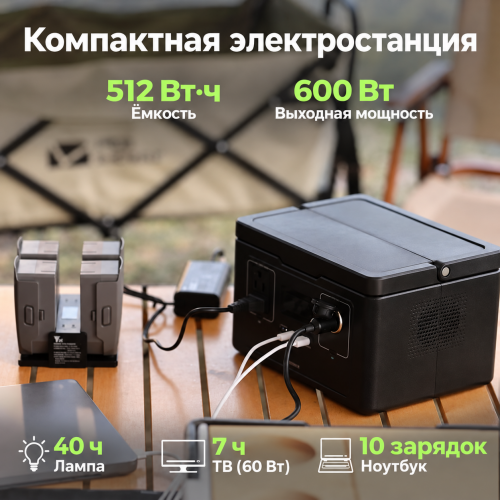 Портативная электростанция SOUOP S03Pro, 600 Вт, 512 Вт·ч, LiFePO4 фото