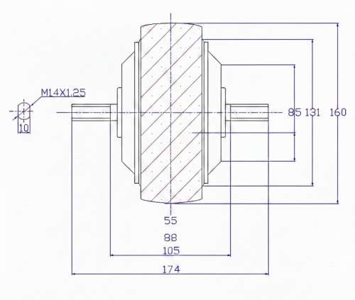 Мотор колесо 6", 250-320 Вт, с редуктором, HB-156 фото