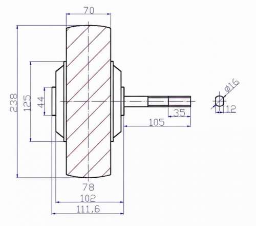 Мотор-колесо 10", 250/320 Вт, с редуктором, литое, HB фото