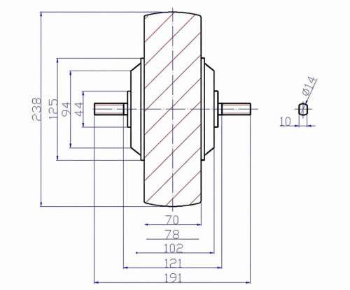 Мотор-колесо 10", 250/320 Вт, с редуктором, литое, HB фото