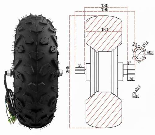 Мотор-колёса редукторные, 350-500 Вт, 365 мм, серия SM-MK01 фото