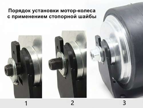 Мотор колесо 8", 250-320 Вт, с редуктором, HB-200 фото
