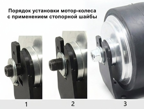 Мотор-колесо 8", 250/320 Вт, с редуктором, литое, HB-200 фото
